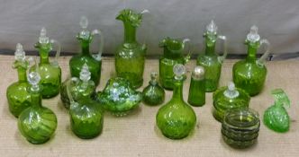 A collection of Victorian and later green glass