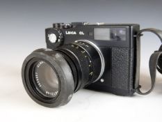 Leica CL 35mm camera, serial number 1305322, with Elmar-C 1:4/90 lens
