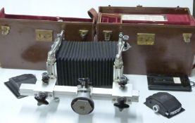 MPP Monorail camera together with film holders, roll film back and two MPP cases