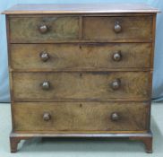 A 19thC mahogany chest of two over three graduated drawers, W111 x D57 x H110cm