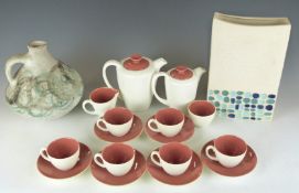 Poole pottery tea set together with a pottery vase and jug