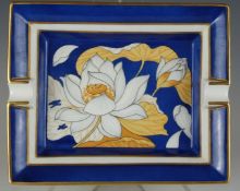 Hermès porcelain cigar ashtray with flower decoration, 16 x 20cm