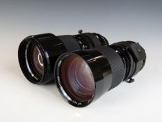 Two Vivitar 90-180mm 1:4.5 SLR camera lenses with Minolta mounts