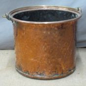 A 19thC rivetted copper bucket, diameter 40, H35cm