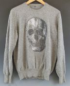 Damien Hirst designed Libertine, Johnson Hartig and Cindy Greene grey jumper with sequinned skull