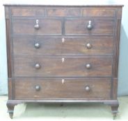 Victorian mahogany North country chest of drawers with two over three drawers and further secret