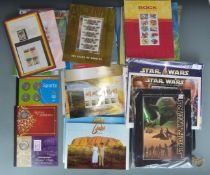 Star Wars limited edition stamp sheet and others, coin/stamp booklets, stamp packs comprising