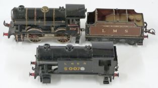 Hornby 0 gauge clockwork locomotive 8712 together with an LNER 5007 body and and LMS tender.