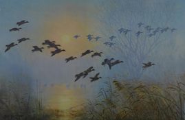 Peter Scott (1909-1989) signed limited (to 850) edition print teal coming to the pool by the