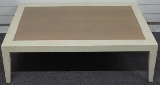 Philippe Hurel, Paris designer wood inset coffee table, impressed mark to base, W120 x D80 x H36cm