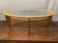 G Plan retro 'Astro' glazed coffee table, W125 x D69 x H42cm