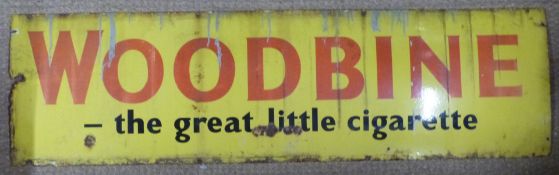 Woodbine vintage enamel advertising sign, 43 x 153cm