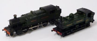 Two 00 gauge model railway locomotives Bachmann GWR pannier tank and Airfix prairie tank.