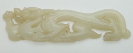Chinese jade plaque with dragon carving, 3x10.5cm