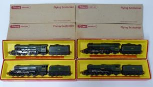 Four Tri-ang Hornby 00 gauge model railway LNER Flying Scotsman locomotives, R.850, all in