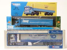 Three Corgi and Corgi Classics diecast model lorries H J Van Bentum Scania Topline Curtainside