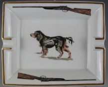 Hermès porcelain cigar ashtray with Gordon Setter decoration, shooting / gundog interest, 16 x 20cm