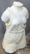 An antique carved marble female torso, H59cm