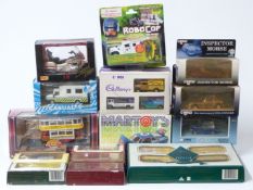 Eighteen Corgi, Maisto, Lledo and similar diecast model vehicles and vehicle sets including gold