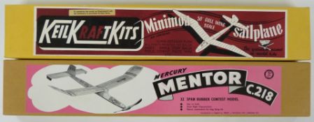 Two wooden model aeroplane kits Keil Kraft Minimoa Sailplane and Henry J Nichols London Mercury
