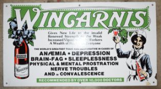Enamel advertising sign 'Wingarnis Tonic', 32 x 58cm PLEASE NOTE this lot is located at and will
