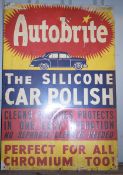 Vintage metal advertising sign 'Autobrite Car Polish' 74 x 50cm PLEASE NOTE this lot is located at
