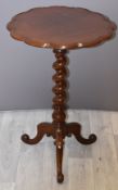 Mahogany circular side table with rope twist support, diameter 48, H72cm