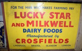 Vintage advertising sign 'Crosfields Lucky Star and Milkwell Dairy Foods, Bristol, Liverpool,