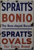 Vintage enamel advertising sign 'Spratt's Bonio, The Bone - Shaped Biscuit, Spratt's Ovals for Every