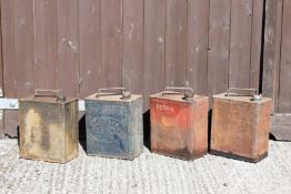 Four vintage two gallon petrol cans including Esso, Shell-Mex and Shell PLEASE NOTE this lot is