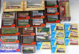 Twenty-eight Corgi and Gilbow bus and tram diecast models including 36802 Leeds Closed Tram Set,