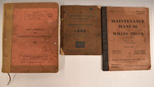 Willys 1/4 ton 4x4 model MB maintenance manual dated 1942, UCD Jeep GPW and MB parts catalogue and a