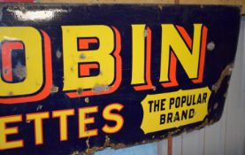 Vintage enamel advertising sign 'Ogden's Robin cigarettes', 68 x 237cm  PLEASE NOTE this lot is