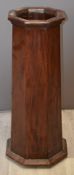 19thC octagonal mahogany 'chimney pot' stick stand, H66cm