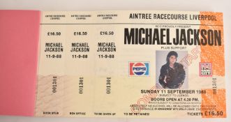 Michael Jackson - one hundred unused tickets for concert at Aintree Racecourse on 11 September 1988