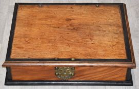 18thC mahogany bible or linen box with ornate brass furniture, W57 x D45 x H15cm