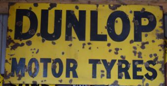 Vintage enamel advertising sign 'Dunlop Motor Tyres', 96 x 182cm PLEASE NOTE this lot is located