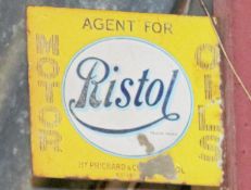 Vintage double sided enamel advertising sign 'Ristol Motor Oils', 30.5 x 30.5cm PLEASE NOTE this lot