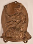 Marshall steam traction engine or similar cast iron chimney plaque or plate, height 27cm