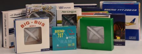 Twenty 1:400 scale diecast model aircraft, various manufacturers and liveries including Iran Air