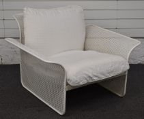 A retro / mid century modern perforated metal armchair, probably Habitat / Conran, W98 x D98 x H67