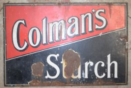 Vintage enamel advertising sign 'Colman's Starch', 30.5 x 46cm  PLEASE NOTE this lot is located at