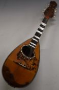 Vincenzo Di Pietro 19thC bowl backed mandolin with tortoiseshell scratch plate, mother of pearl