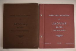 Jaguar XK 120 spare parts catalogue and a catalogue for the fixed head models, both Jaguar