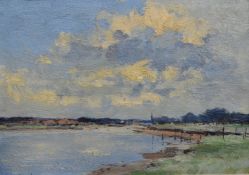 Ian Houston (b.1934) oil on board Ebb Tide on the Eden, Solway Firth, Cumbria, signed lower left and