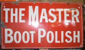 Vintage enamel advertising sign 'The Master Boot Polish' 53 x 91cm  PLEASE NOTE this lot is