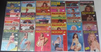 Thirty-four Photoplay magazines featuring film and TV stars including Elvis, Marylin Monroe etc.