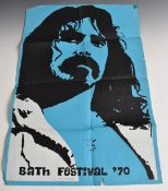 Bath Festival 1970 poster depicting Frank Zappa, 75 x 51cm
