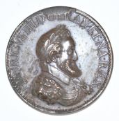 Henri II Artillery bronze medallion 1601, diameter 49.6mm, approximately 51g