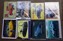 Eight motoring interest metal advertising signs to include Land Rover, Aston Martin, Mercedes,